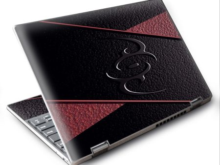 Black Red Leather Hindu Om Like Symbol Lenovo Yoga 710 11.6  Skin on Sale